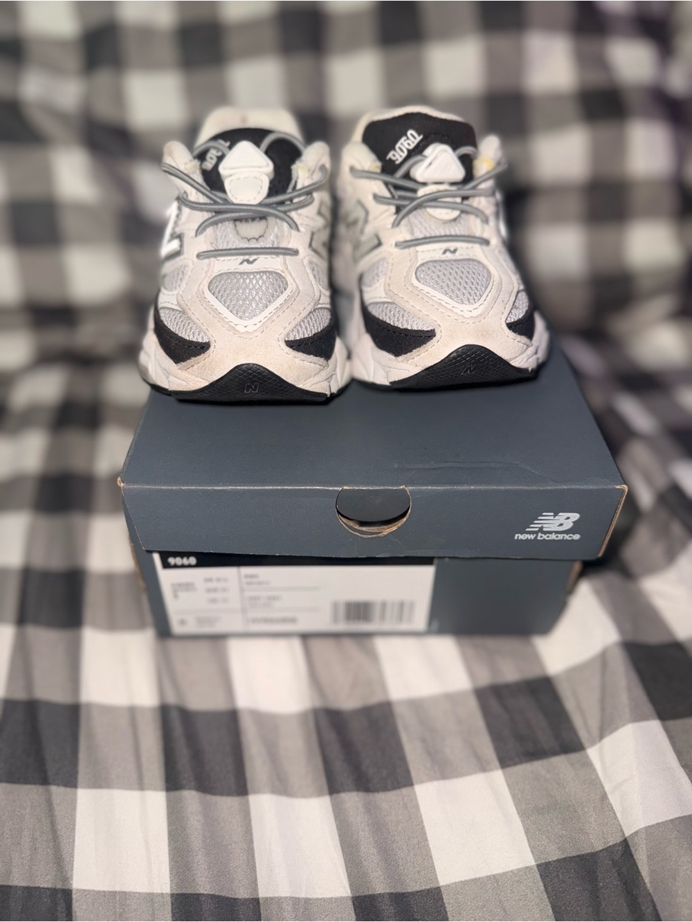 New Balance Kids Sneakers in White, Gray, and Black
